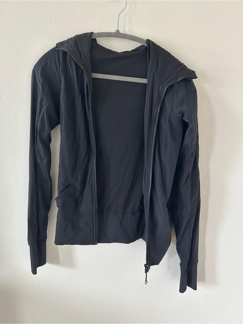 Black Women's Zip-Up Hooded Jacket